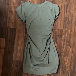 Zara Olive Green Cap-Sleeve T-Shirt Dress